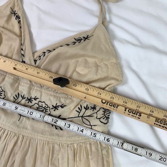 Hale Bob Embroidered Dress Floral S Beige Sleeveless Cotton Cottagecore Boho - Picture 7 of 9